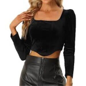 EUC Elegant Black Velvet Women's Crop Top